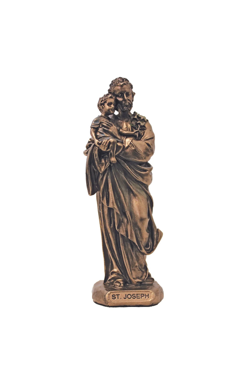 St. Joseph and Baby Jesus 3.5" Bronze Figurine | Goldscheider of Vienna