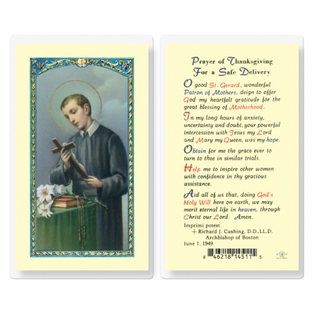 Gerard - Saint Gerard Thanksgiving Holy Card