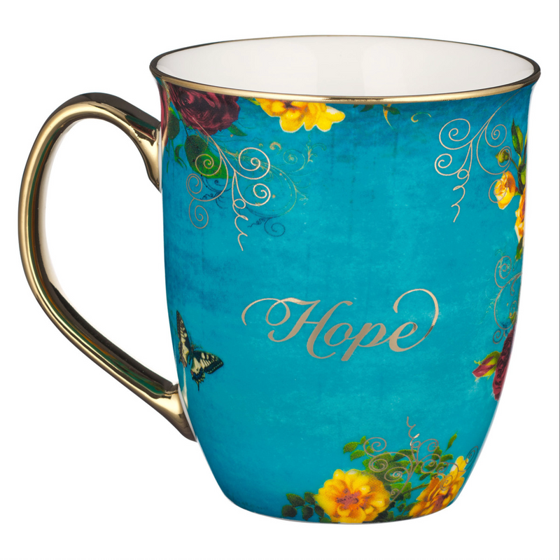 Hope Teal Butterfly Ceramic Mug - Isaiah 40:31