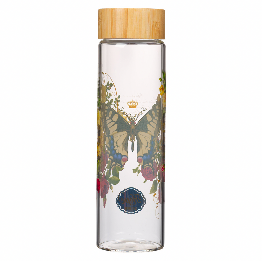 Hope Yellow Butterfly Glass Water Bottle - Isaiah 40:31