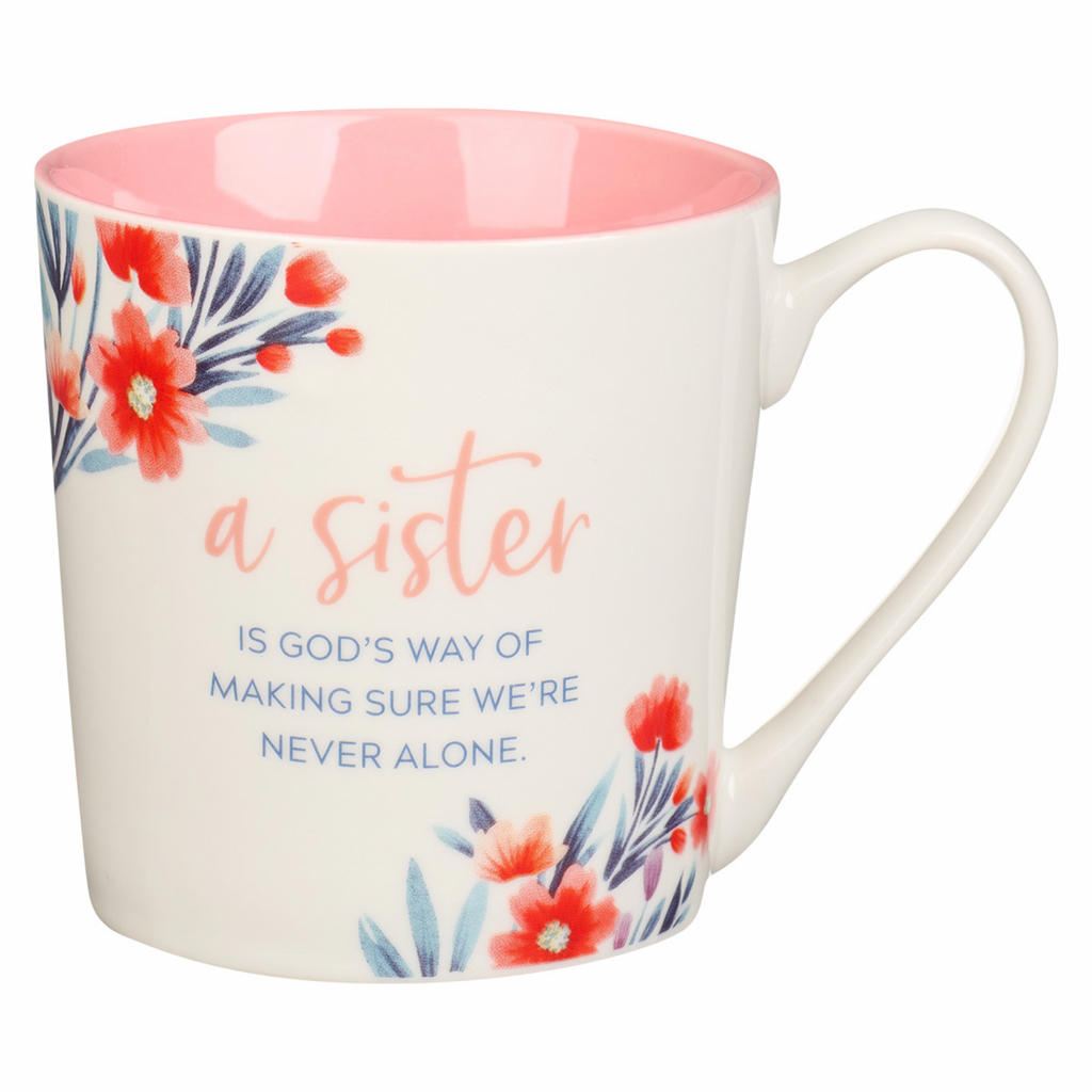 Sister Pink Floral Ceramic Coffee Mug - Proverbs 31:29