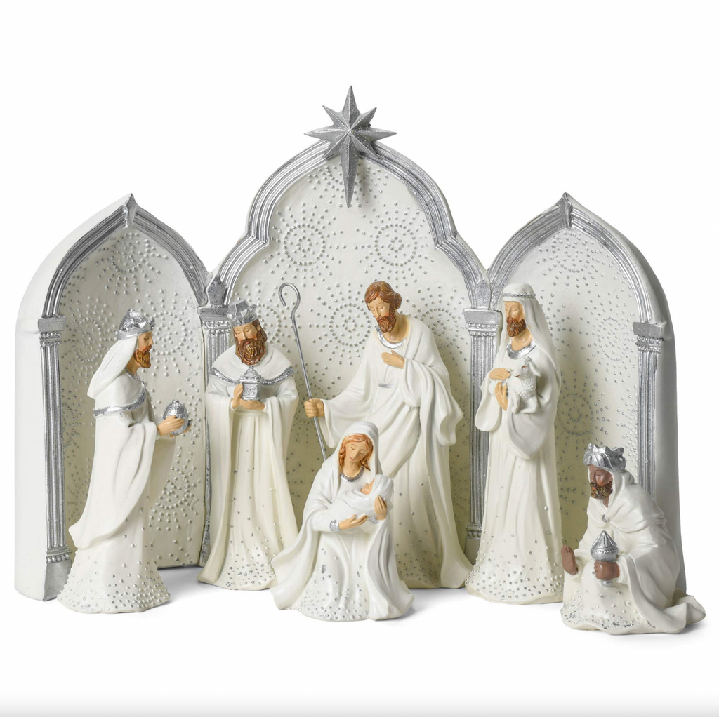 Nativity Silver Dot 11.25" 9pc set