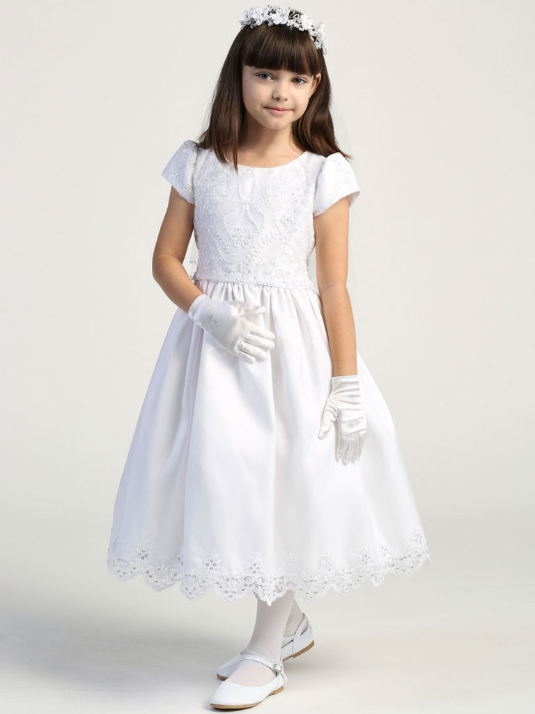 Communion Dress - Embroidered lace on tulle