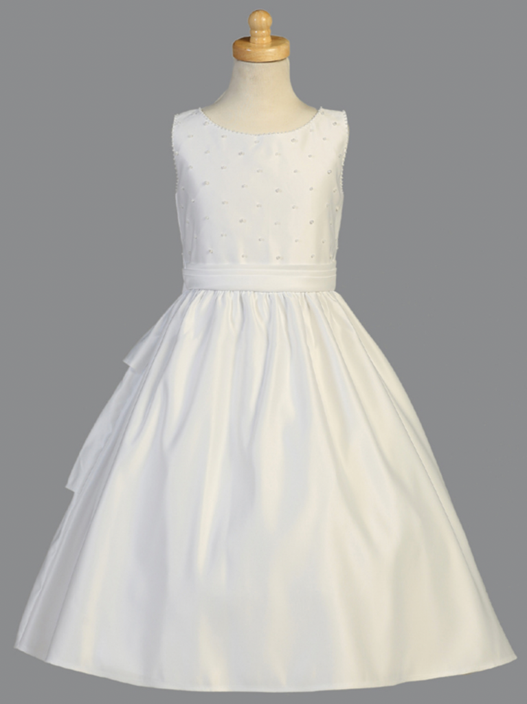 Communion Dress - Pearled Satin Bodice