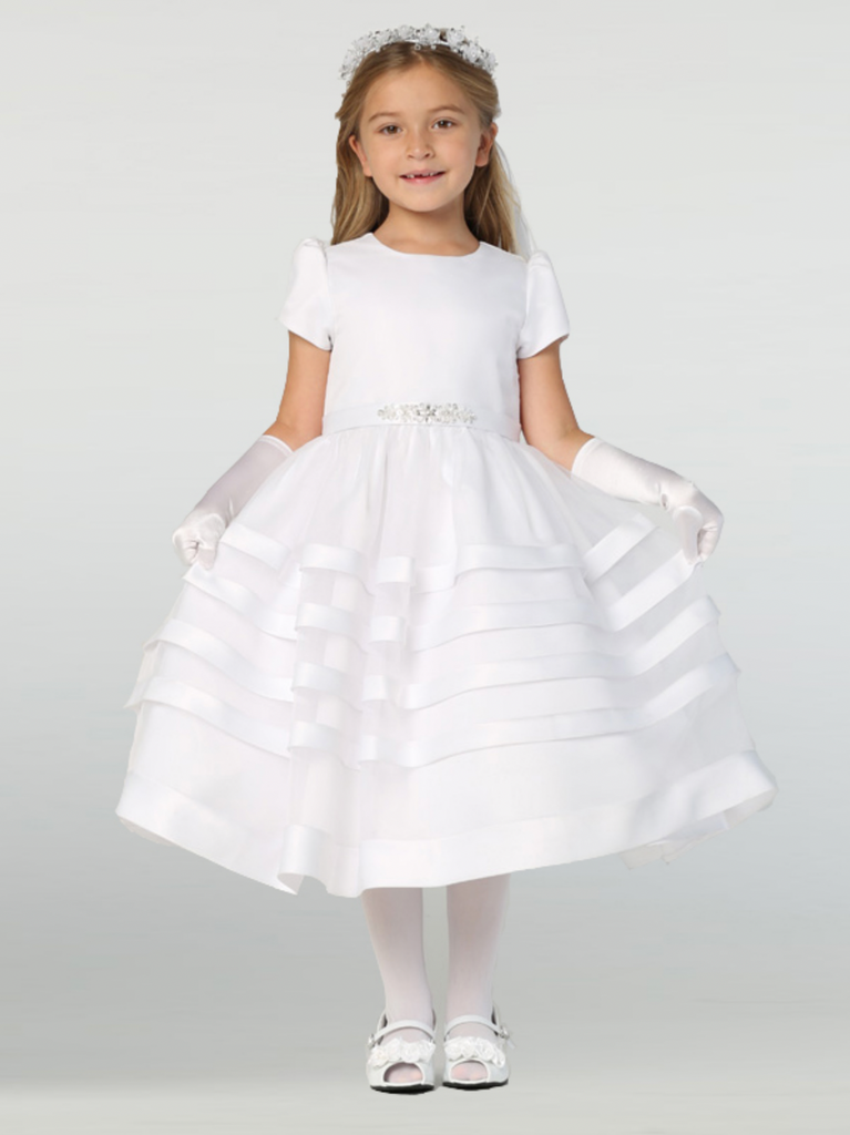 Communion Dress - Satin with Organza Overlay