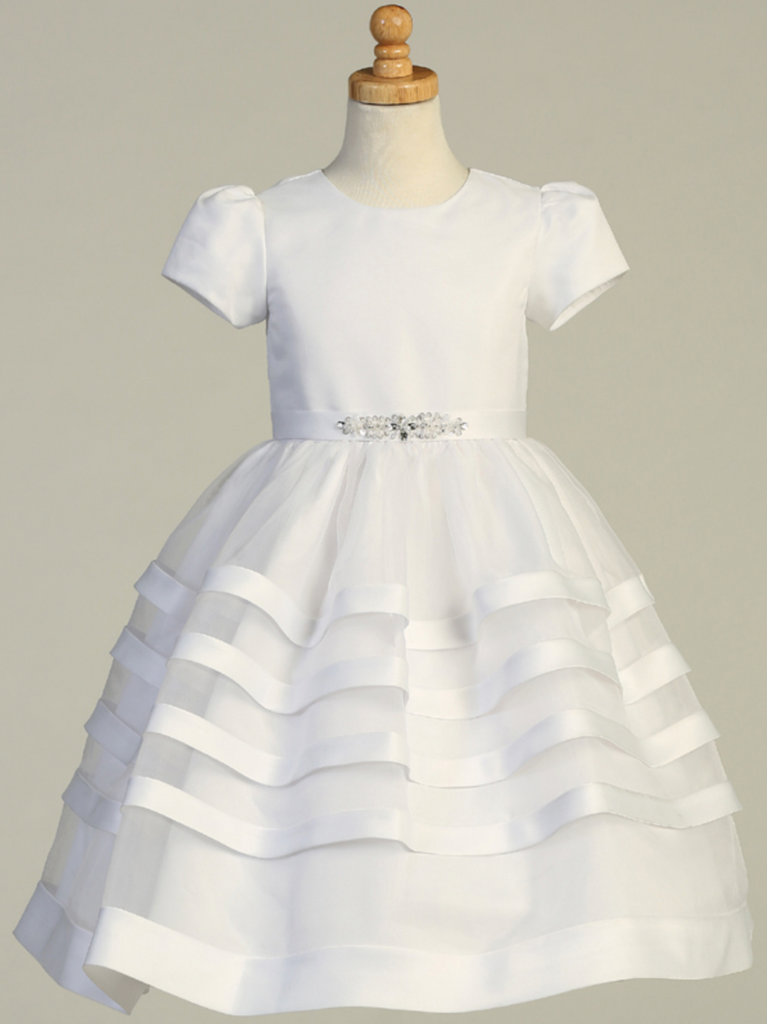 Communion Dress - Satin with Organza Overlay