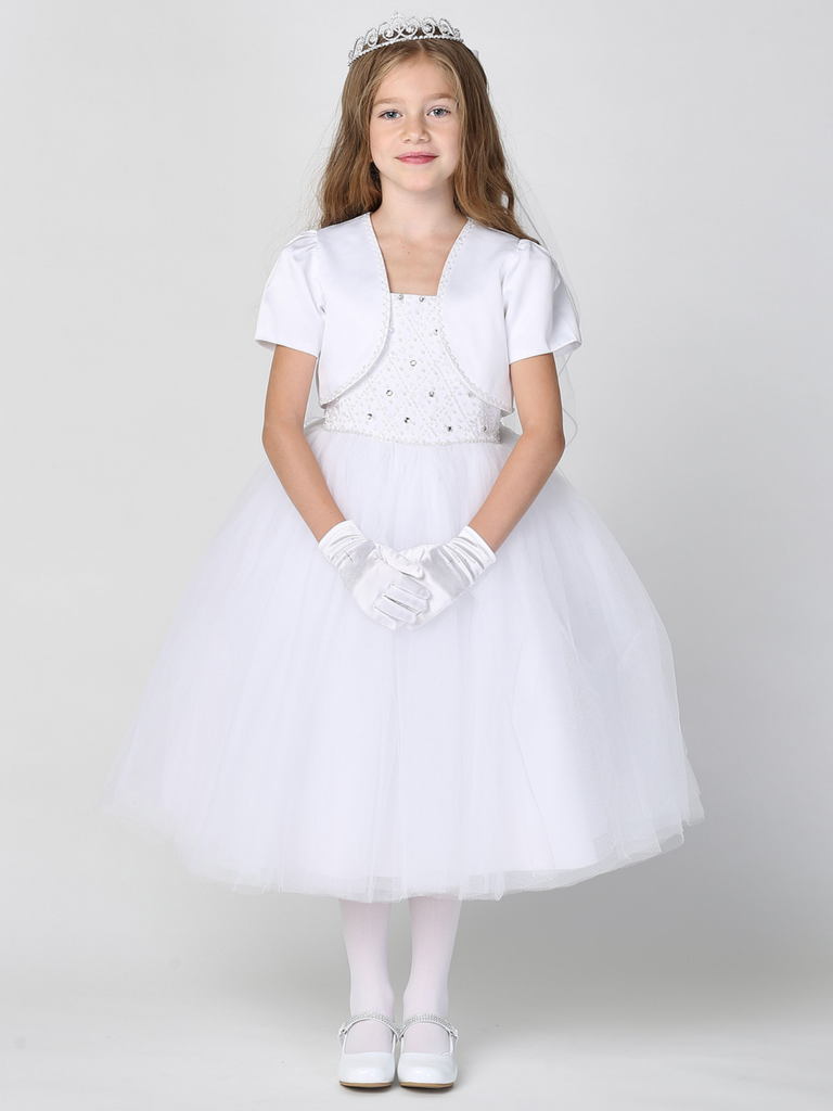 Communion Dress - Beaded satin & tulle