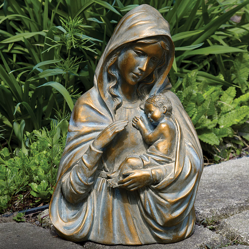 Bronze Madonna and Child Statue | Outdoor Garden Religious Decor