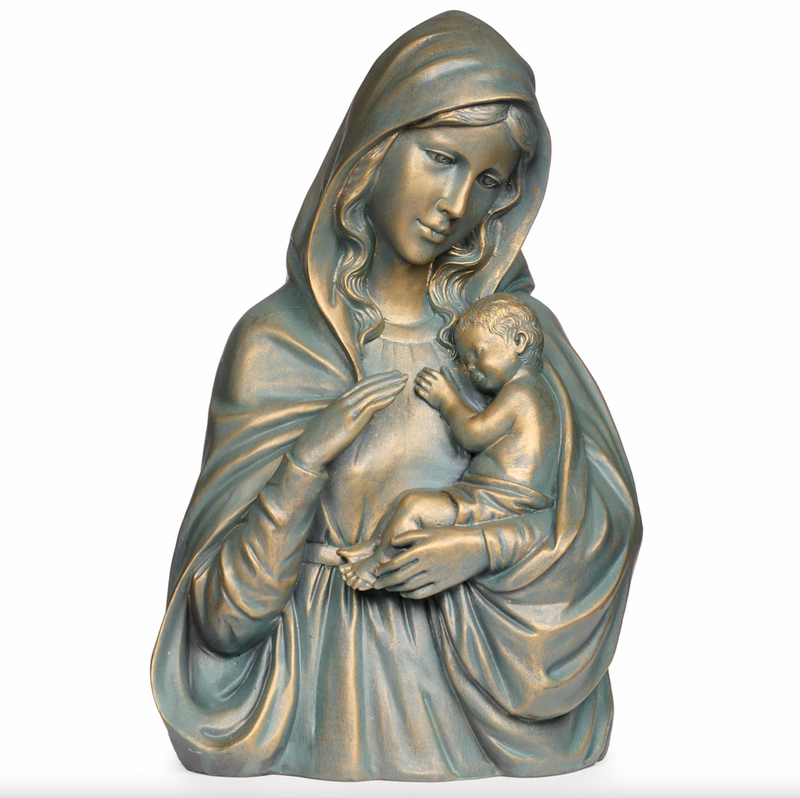 Bronze Madonna and Child Statue | Outdoor Garden Religious Decor