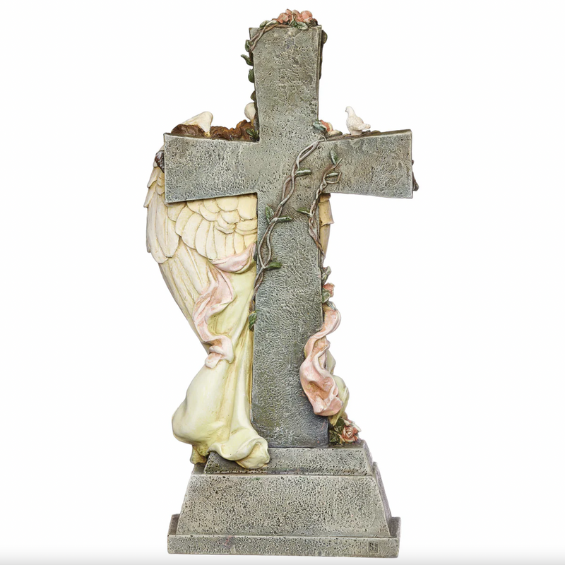 Angel with Cross Memorial Garden Statue | Joseph's Studio