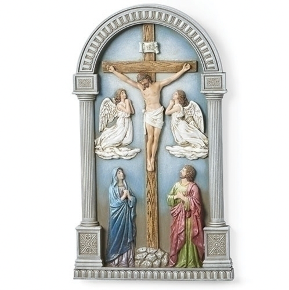 Crucifixion Painted Wall Plaque 9.75"H