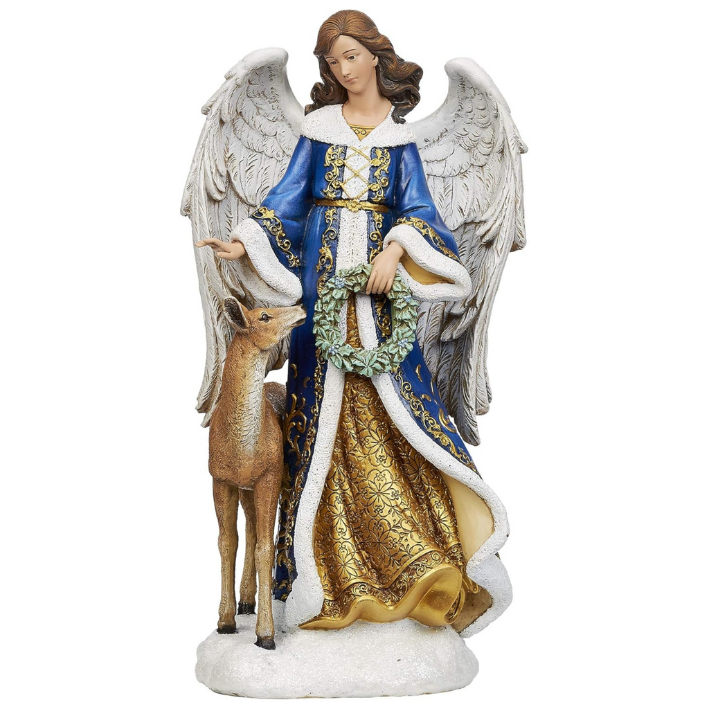 Blue Angel with Deer and Polar Bear 13"H