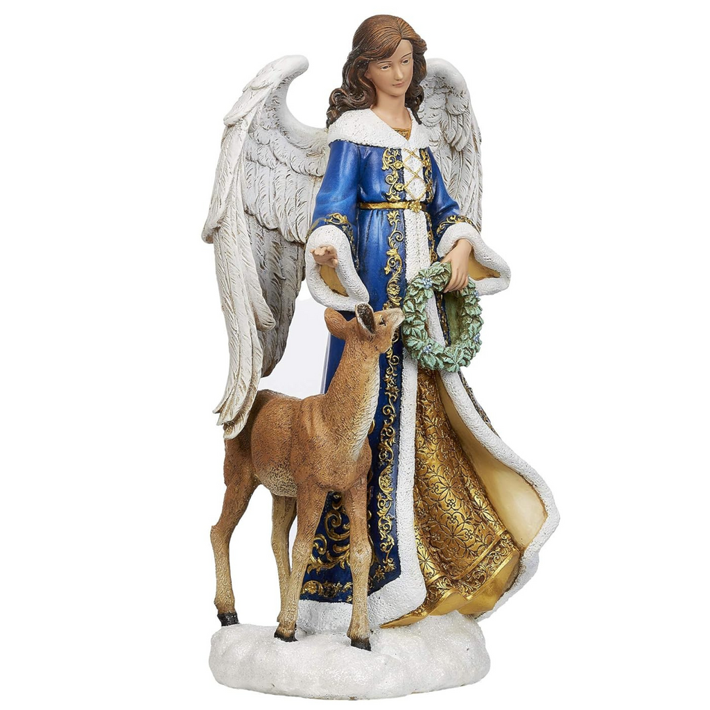 Blue Angel with Deer and Polar Bear 13"H