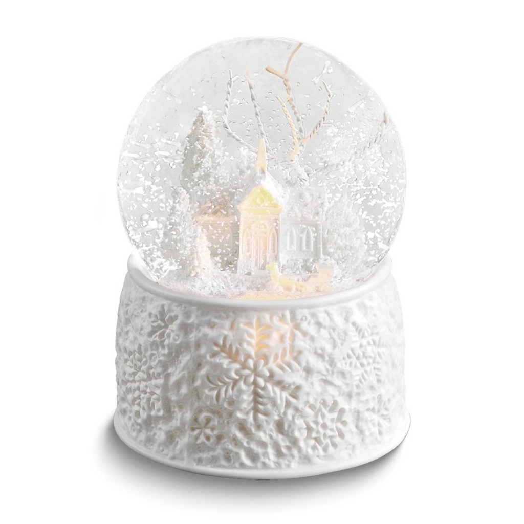 Church with Sleigh LED Snow Globe 5.5"H