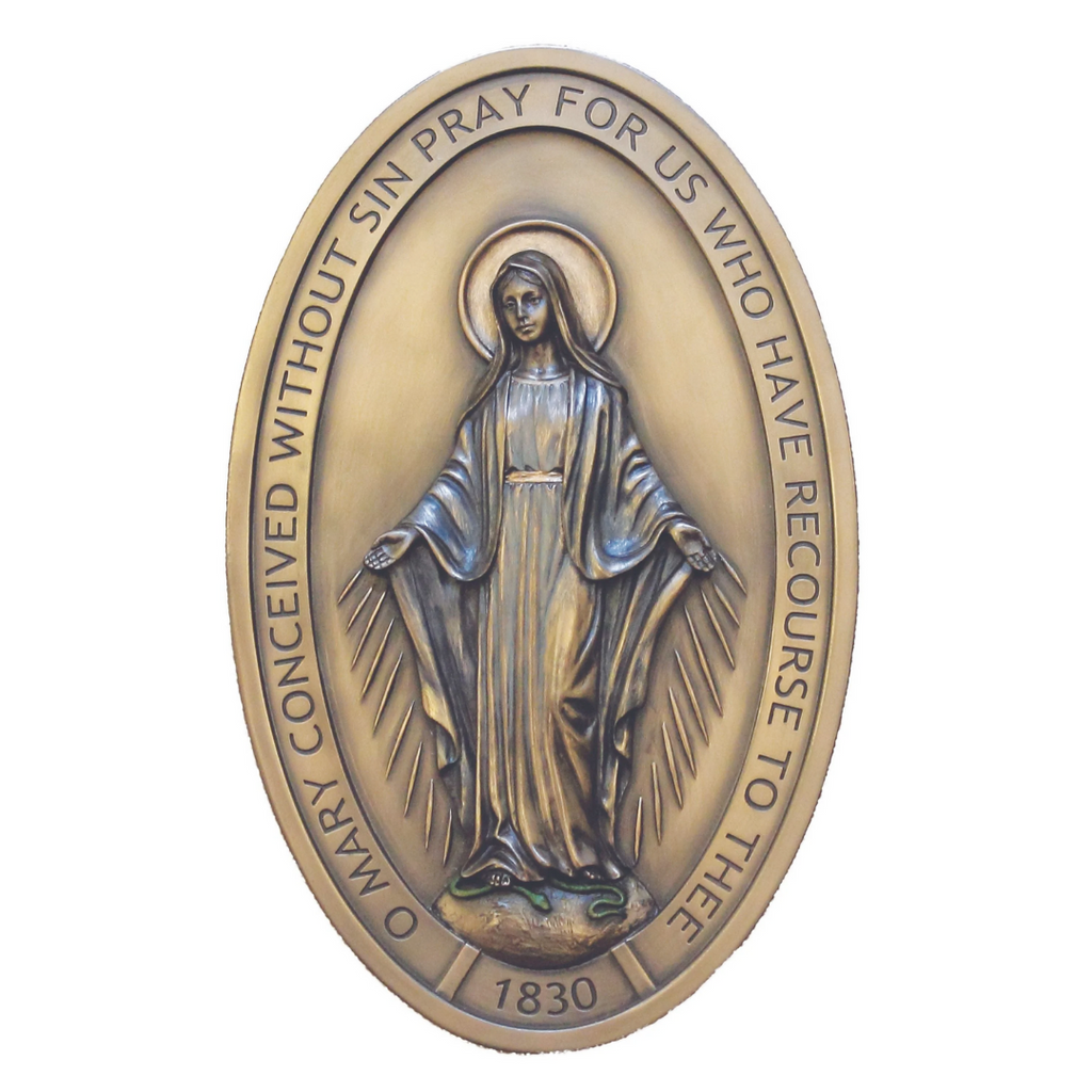 Miraculous Medal Plaque Bronze 5x8"