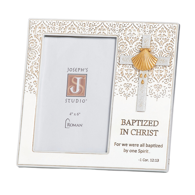 Gold Shell Baptism Frame 7.5"H