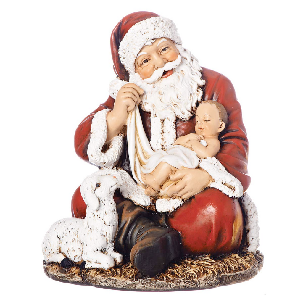 Santa Sitting with Baby Jesus Figure 6"H