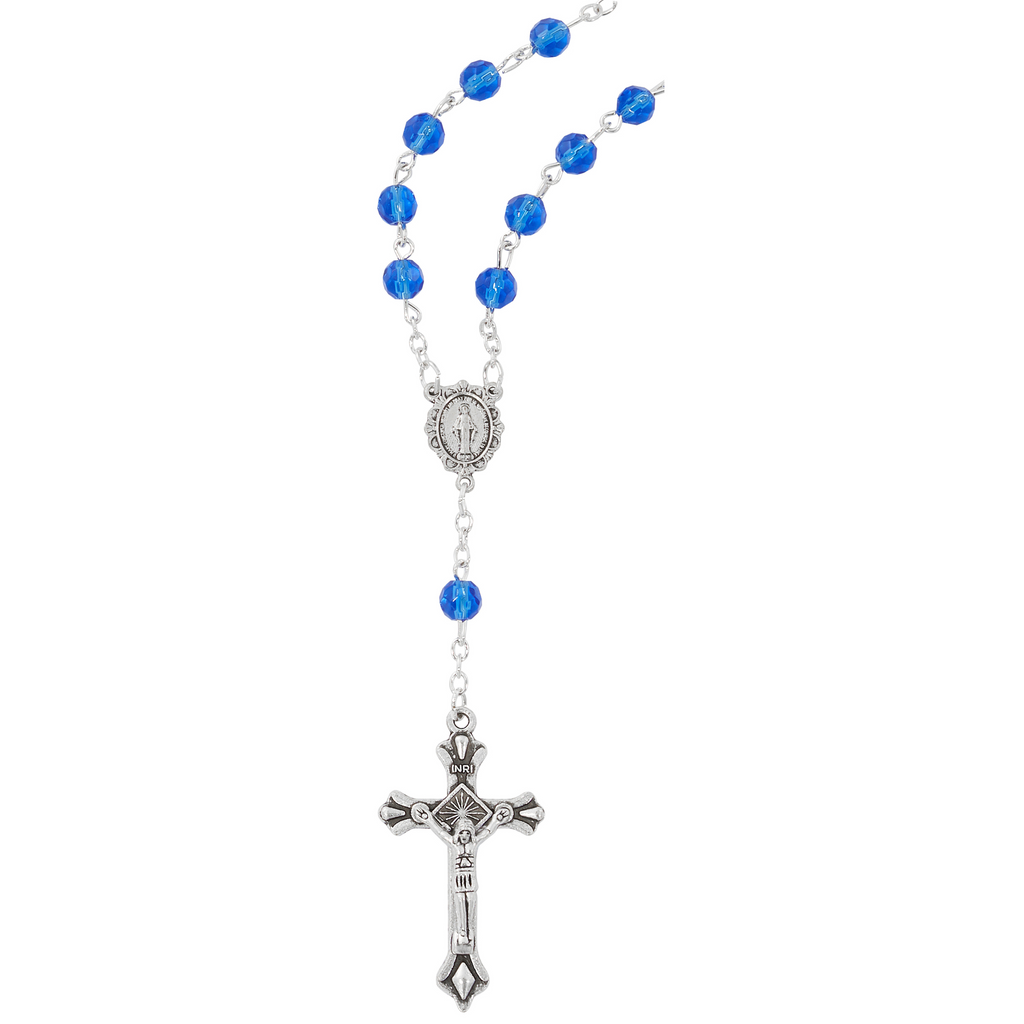 Auto Rosary - Our Lady of Grace Blue Zircon Car Rosary