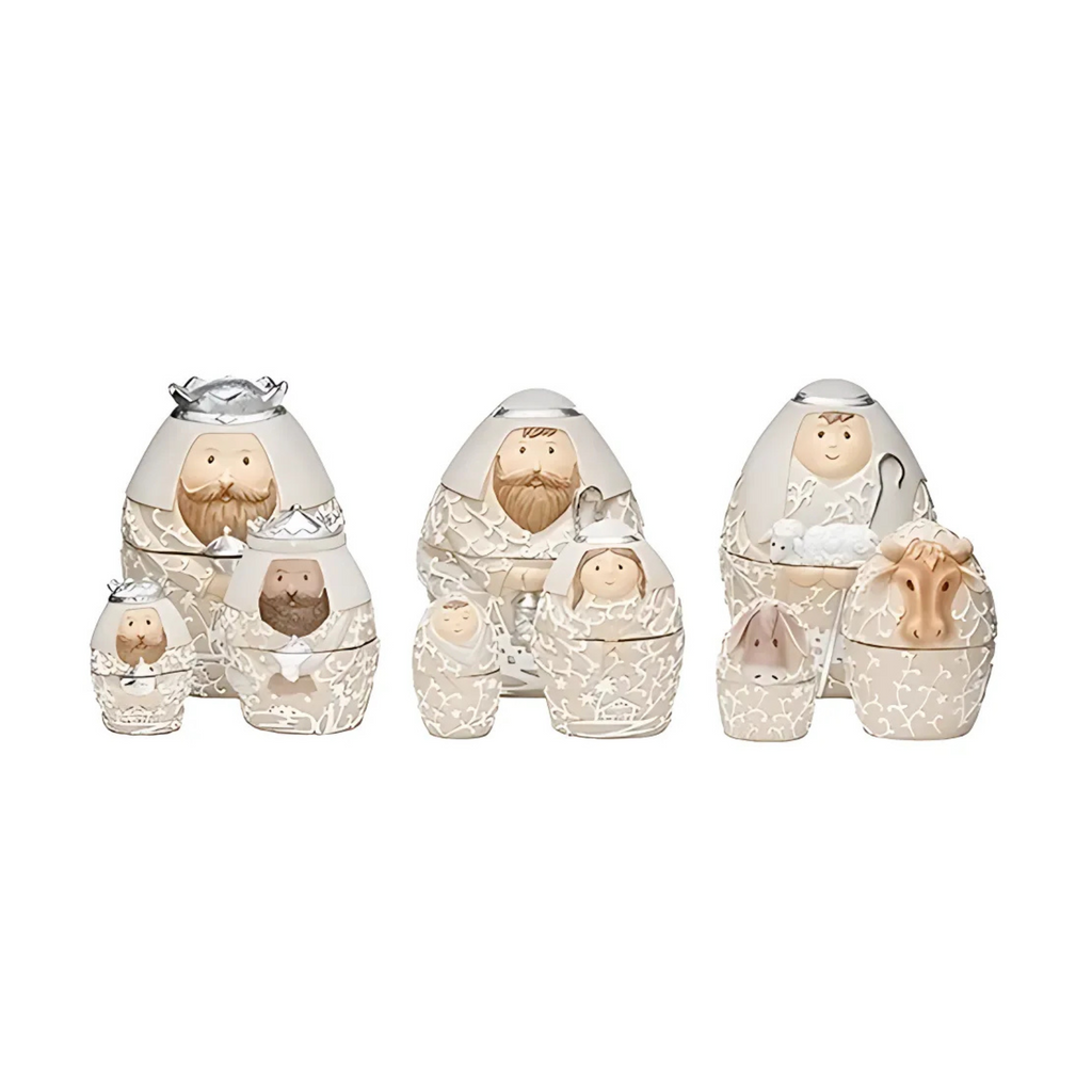 Nesting Nativity 6"H 9pc set