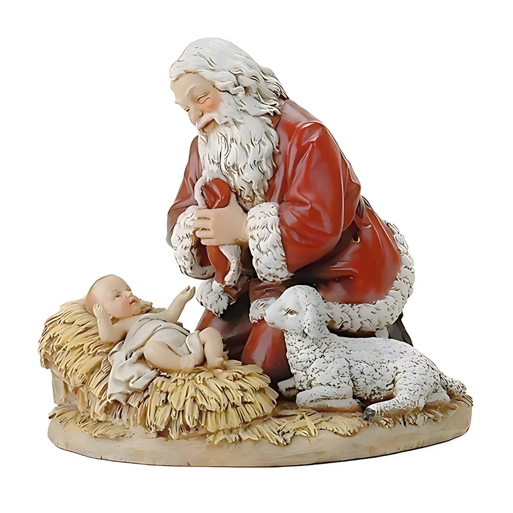 Santa Kneeling to Baby Jesus Figure 8"H