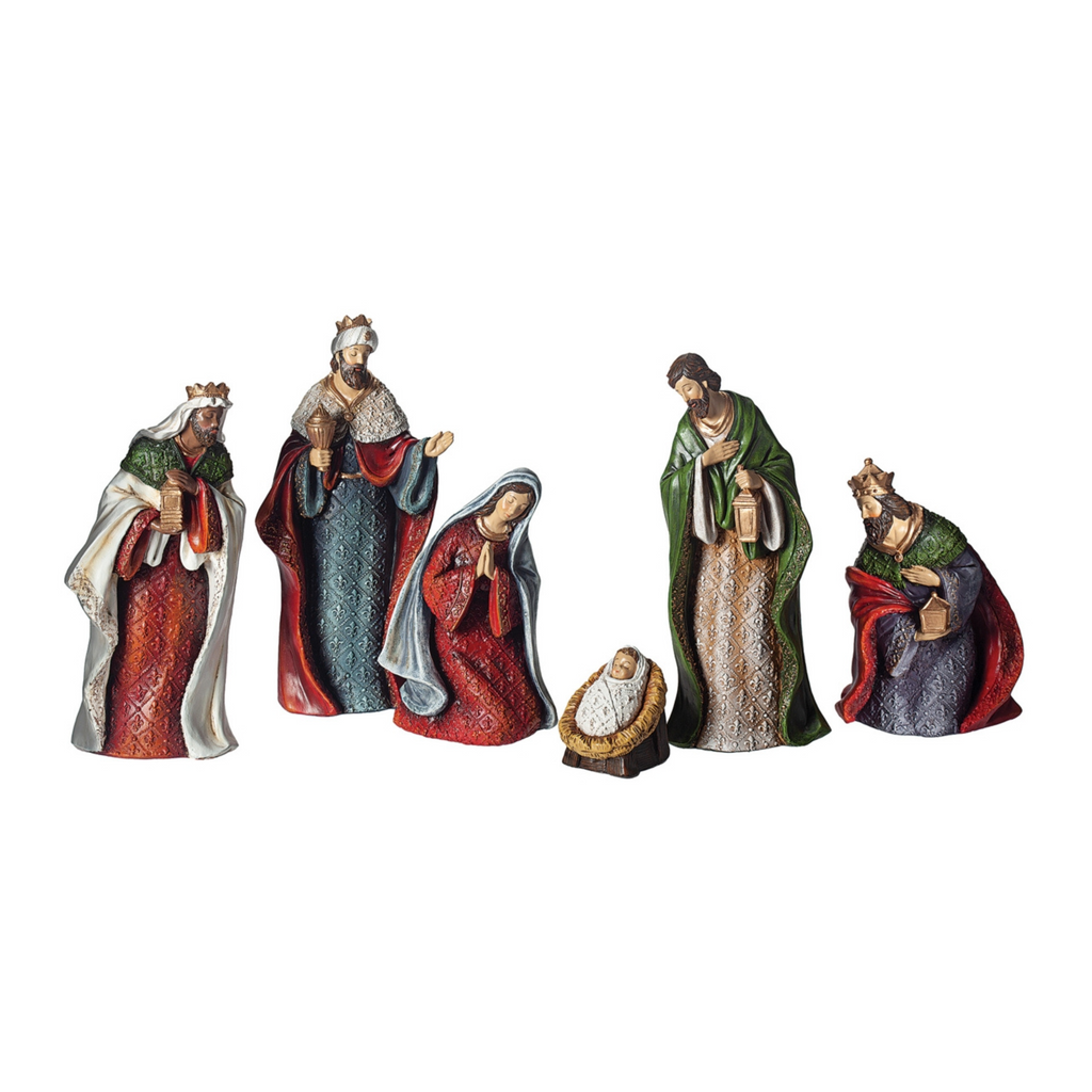 Nativity with Fleur-de-lis Pattern 8"H 6pcs