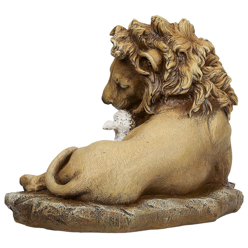 Lion and Lamb on Rock Figure 8.5"H