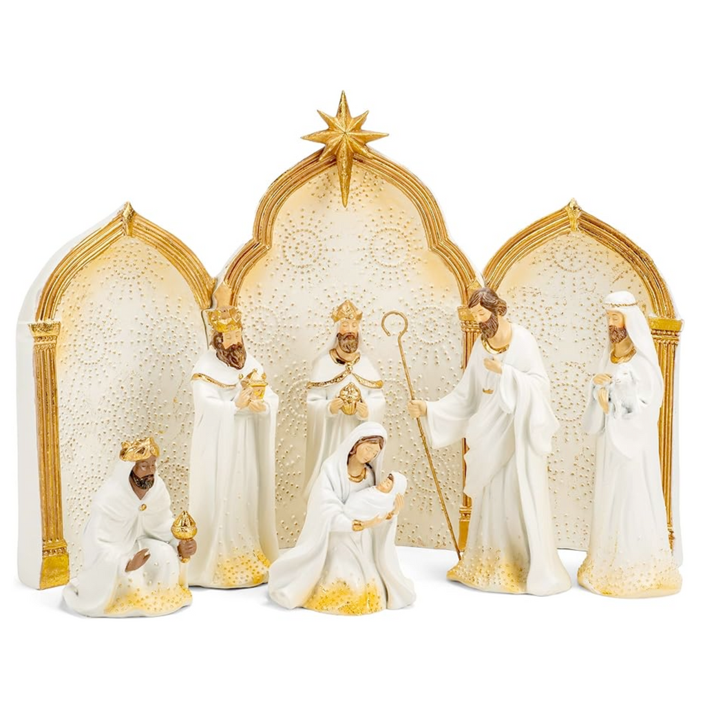 Nativity with Triptych Backdrop 11.25" 9pc set