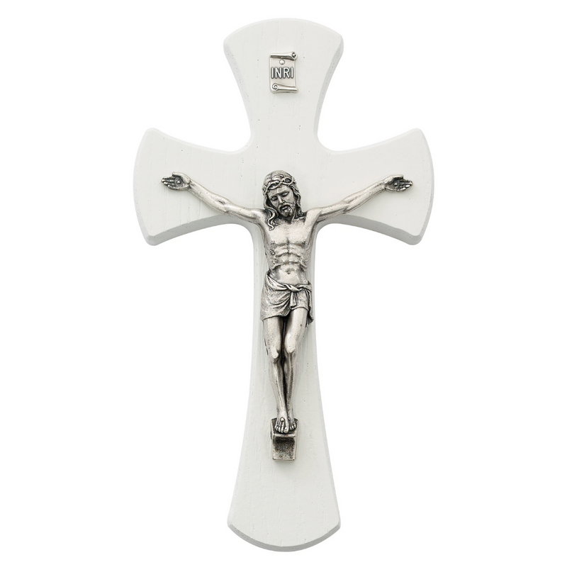 Crucifix - 7" White Crucifix, Boxed