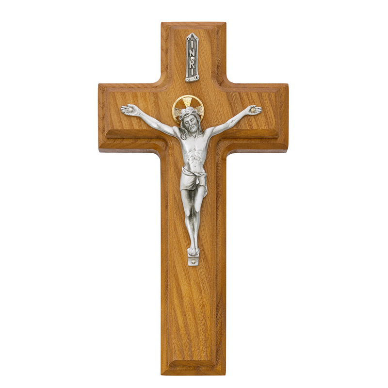 Sick Call Crucifix - 9 1/2in Walnut Stained Boxed