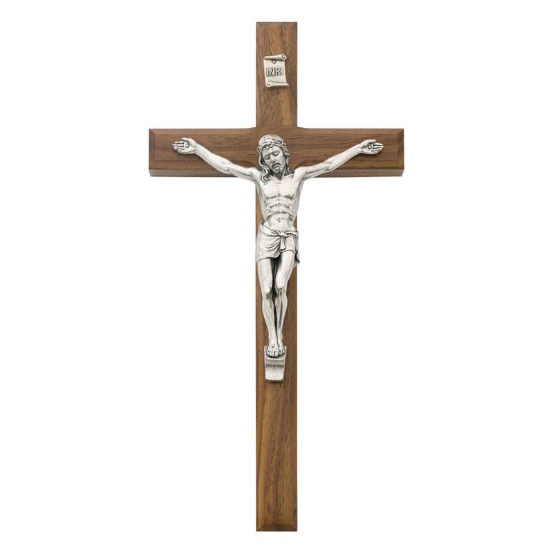 Crucifix - 10" Walnut Stain Crucifix, Boxed