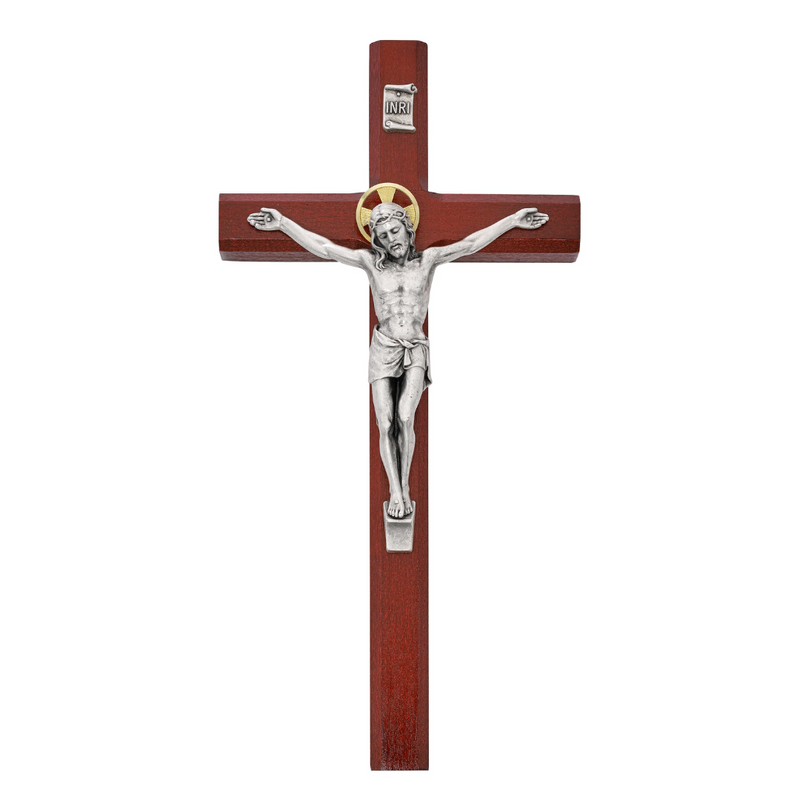 Crucifix - 10" Cherry Stained Crucifix, Boxed