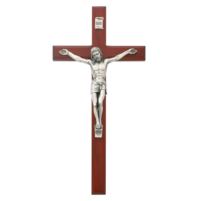 Crucifix - 10" Cherry Stained Crucifix, Boxed