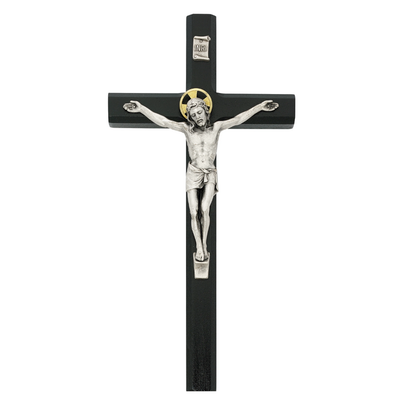 Crucifix - 10" Black Painted Crucifix, Boxed