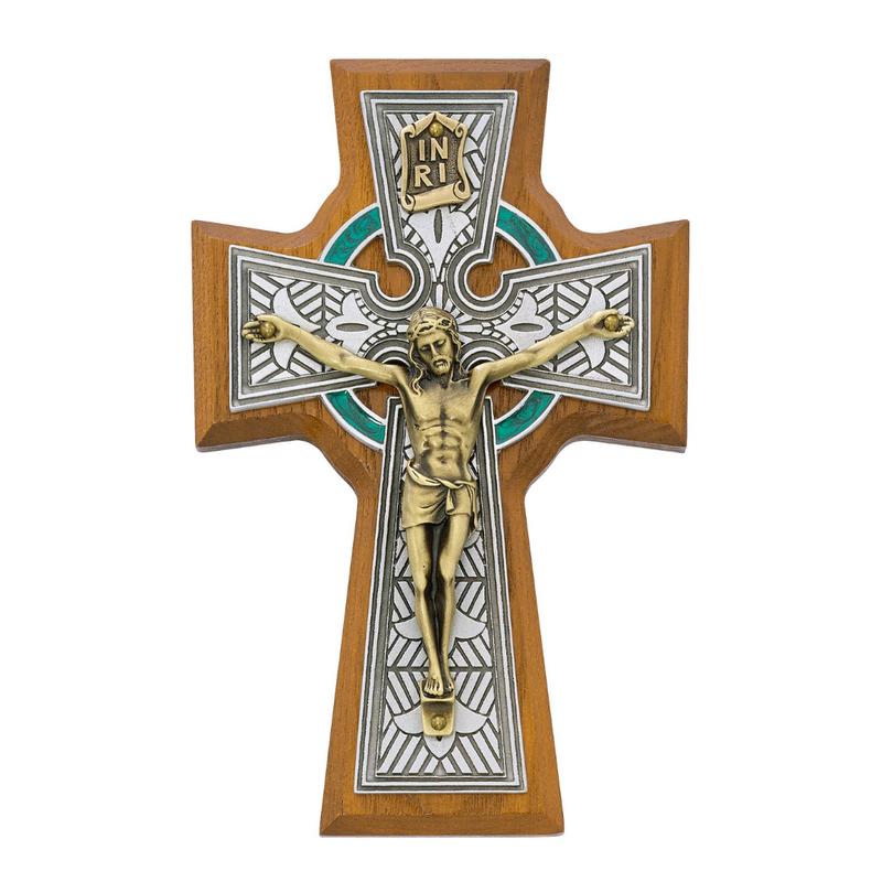Celtic Crucifix - 5 1/2" Walnut Stained, Boxed