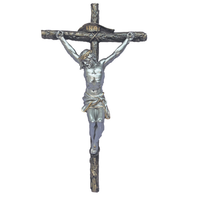 Crucifix 16" | Bronze Cross with Pewter Corpus | Two-Tone | Goldscheider Veronese
