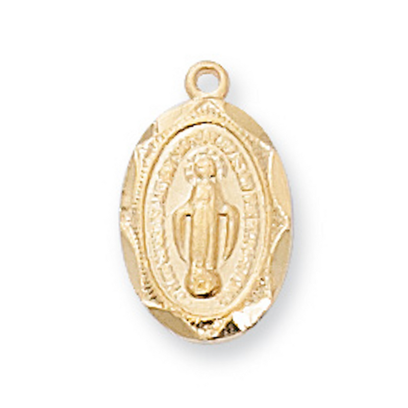 Gold Plated Sterling Miraculous Medal for Baby 13"