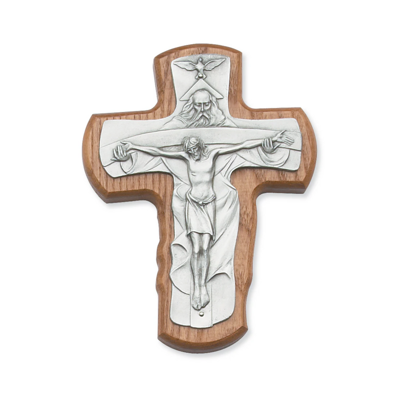 Trinity Crucifix - 5 1/2" Walnut Stained Crucifix, Boxed