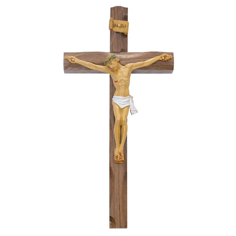Crucifix - 10" Walnut Stain Crucifix, Boxed
