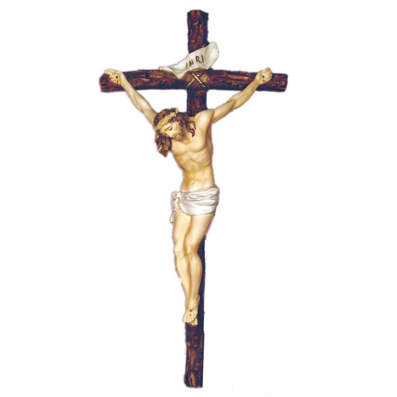 Santini Crucifix | 16" | Hand-Painted Alabaster & Resin