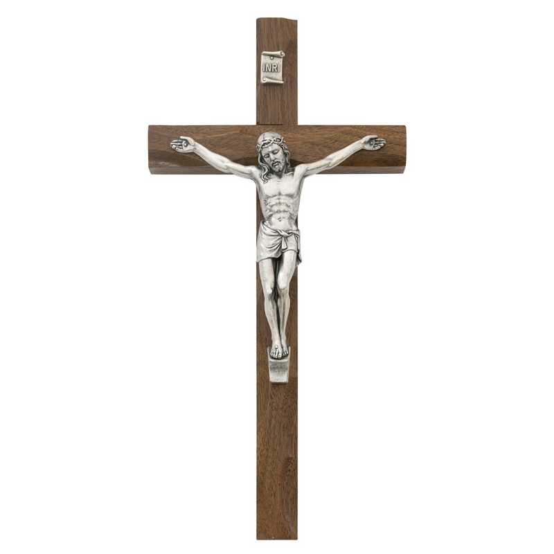 Crucifix - 10" Walnut Stain Crucifix, Boxed