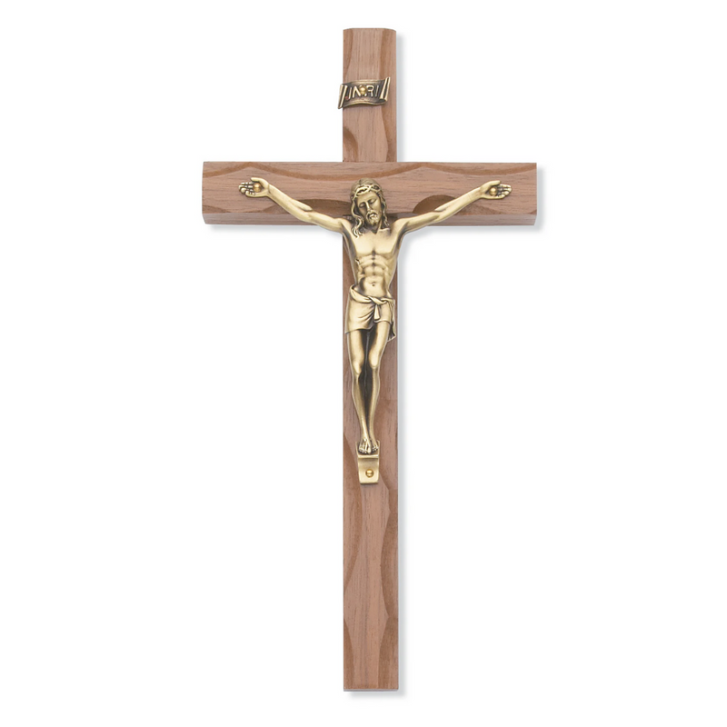Crucifix - 10" Walnut Stain Crucifix, Boxed