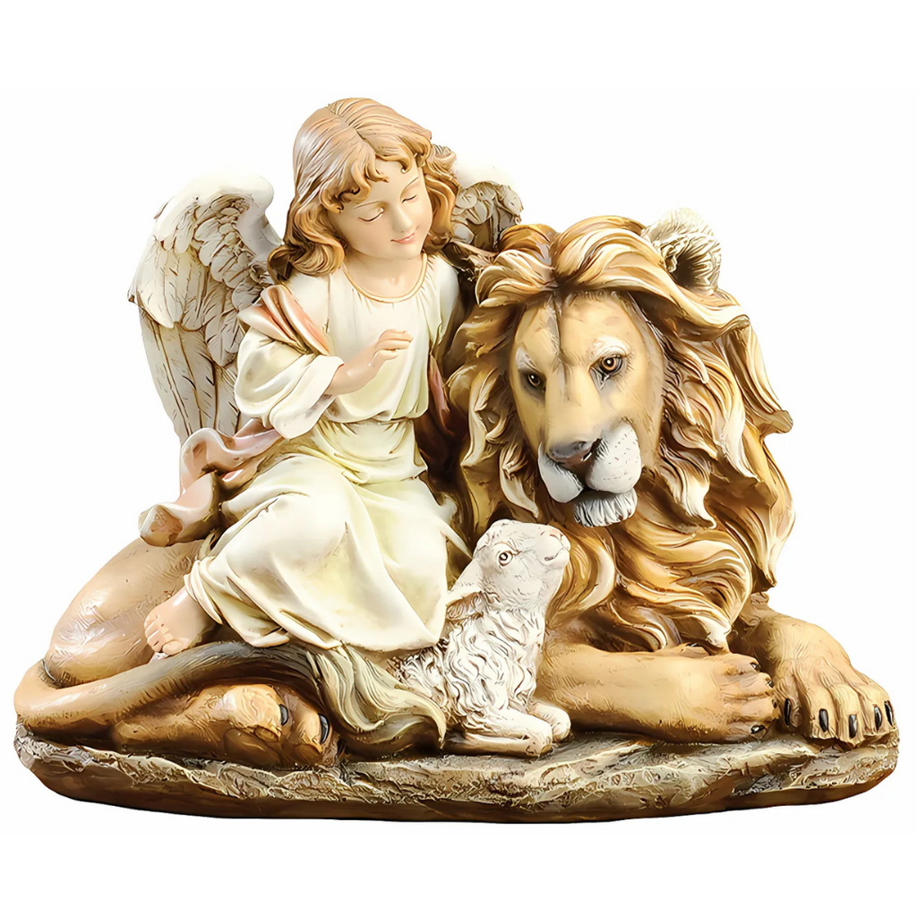 Lion and Lamb with Angel Figure 11.5"