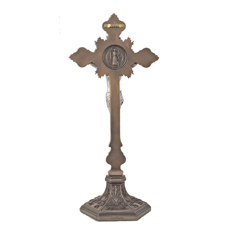 Benedictine Table Crucifix - Bronze or Pewter | Goldscheider of Vienna