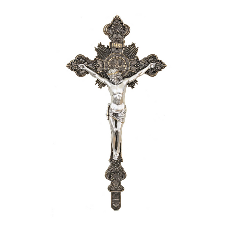 Benedictine Table Crucifix - Bronze or Pewter | Goldscheider of Vienna