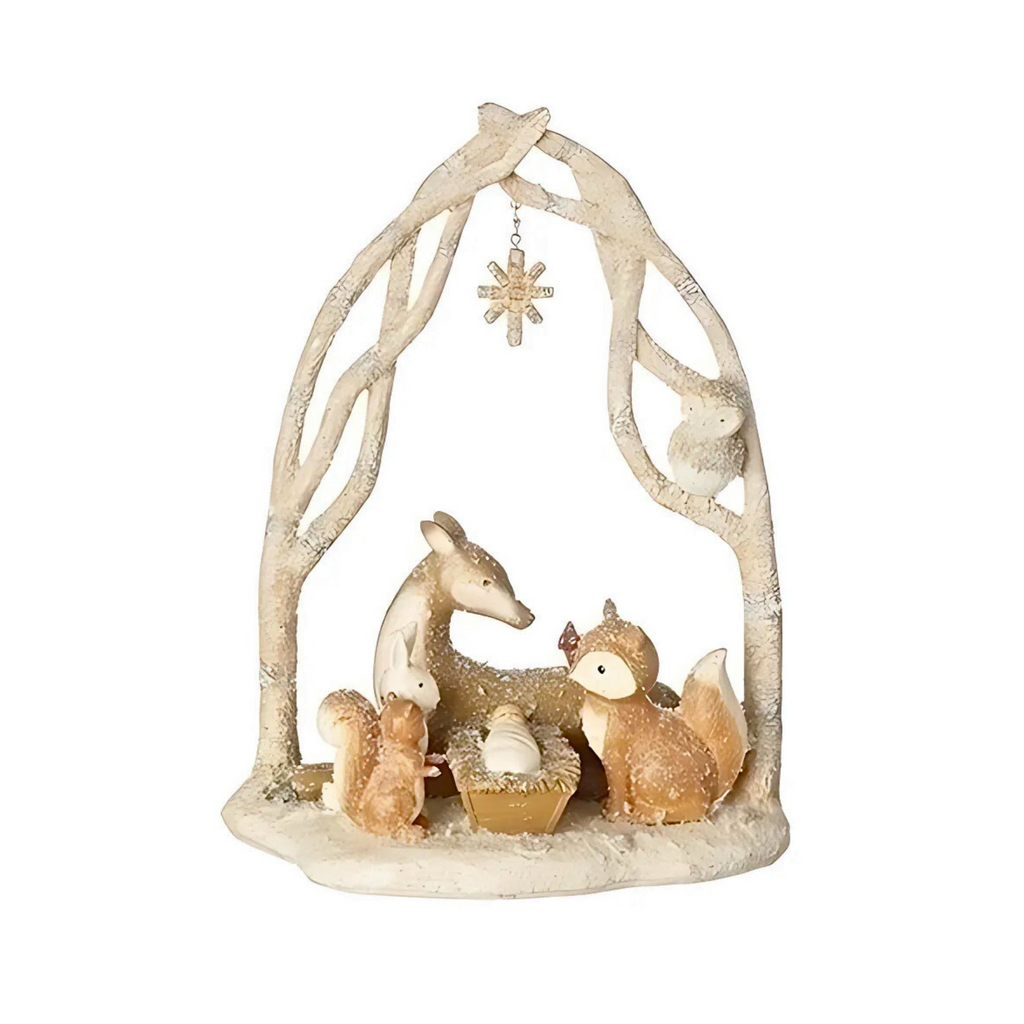 Animal Nativity with Arch and Star Branch 11.5"