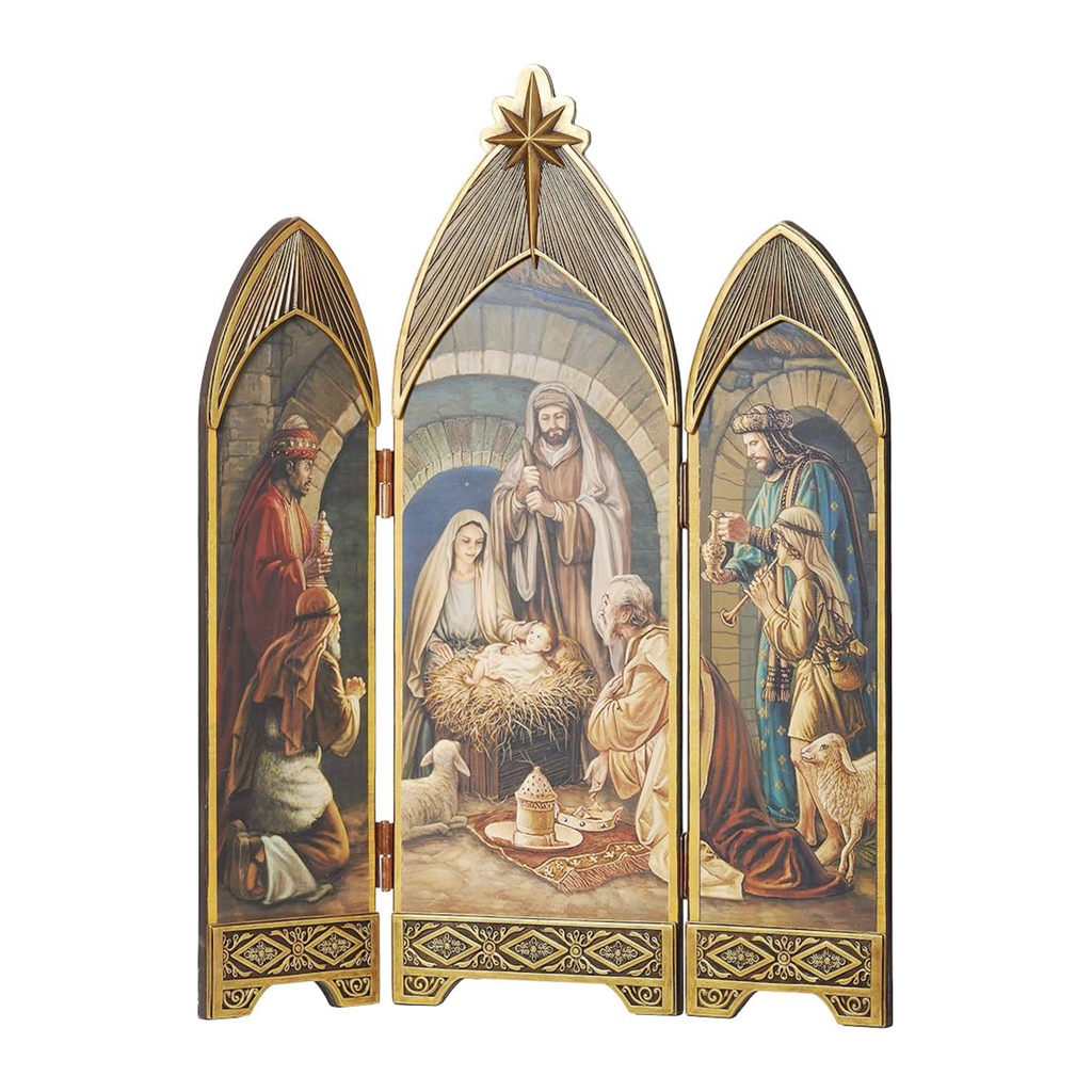 Nativity Triptych with Oil Paint Look 28"H