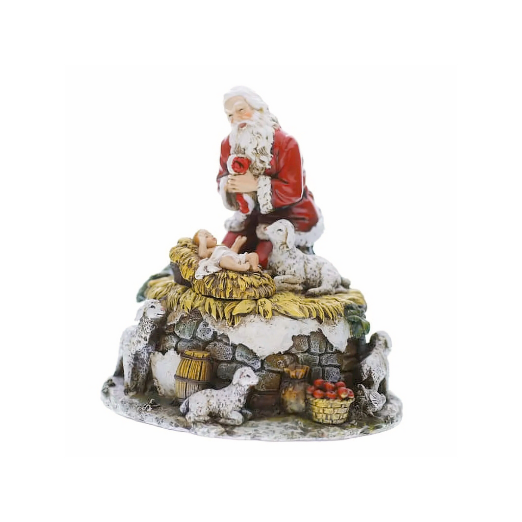 Santa Kneeling to Baby Jesus Musical Figure 5.75"