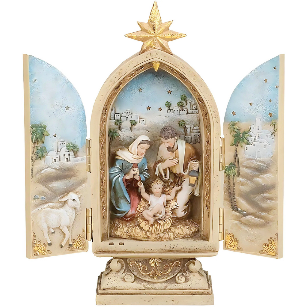 Holy Family Triptych 10"H