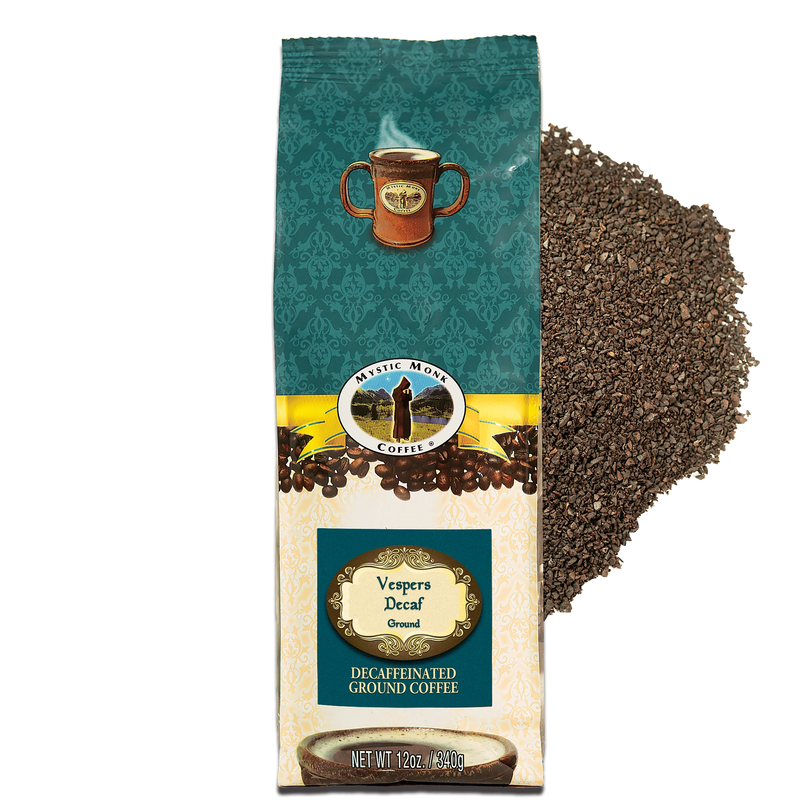 Vespers Decaf Dark Roast Ground Coffee | Mystic Monk Coffee