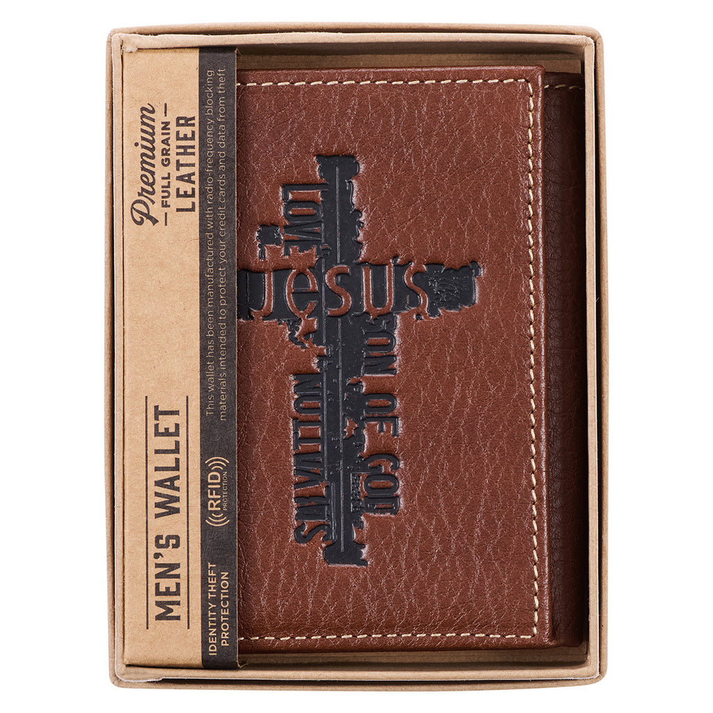 Names of Jesus Classic Brown Full Grain Leather Trifold Wallet